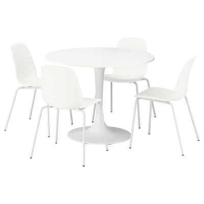 DOCKSTA / LIDÅS Table et 4 chaises, blanc blanc/blanc blanc, 103 cm