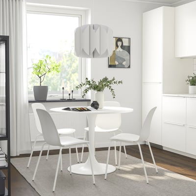 DOCKSTA / LIDÅS Table et 4 chaises, blanc blanc/blanc blanc, 103 cm