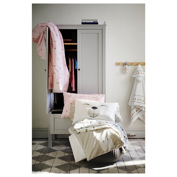 DRÖMSLOTT Cape de bain bébé, motif chiot/blanc, 60x125 cm