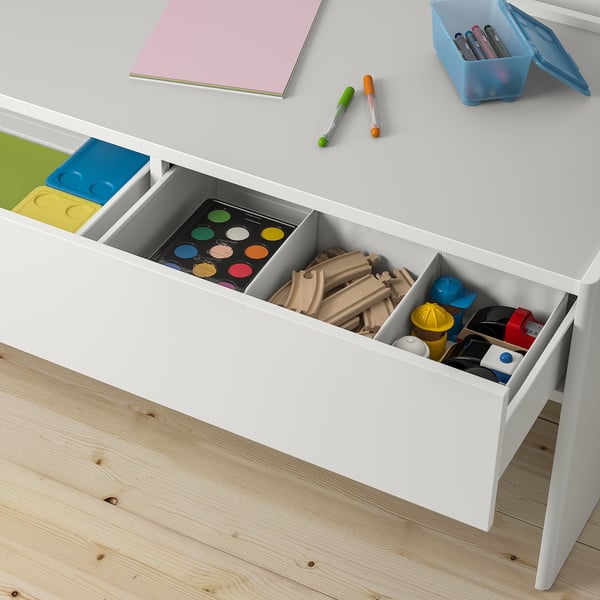DUNDRA Table de jeu avec rangement, blanc/gris