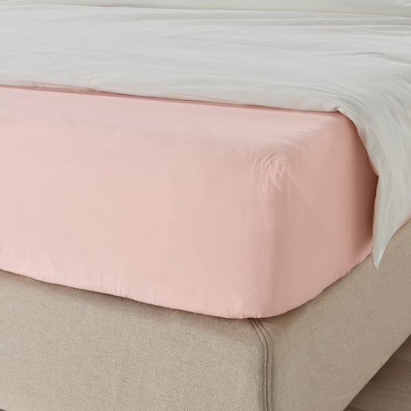 DVALA Drap housse, rose clair, 180x200 cm