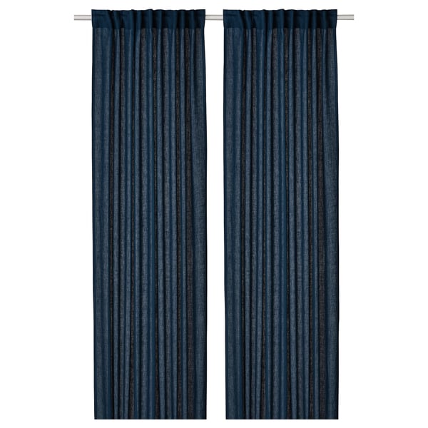 DYTÅG Rideaux, 2 pièces, bleu foncé/ruflette, 145x300 cm