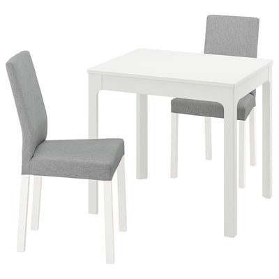 EKEDALEN / KÄTTIL Table et 2 chaises, blanc/Knisa gris clair, 80/120 cm