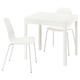 EKEDALEN / LIDÅS Table et 2 chaises, blanc/blanc blanc, 80/120 cm