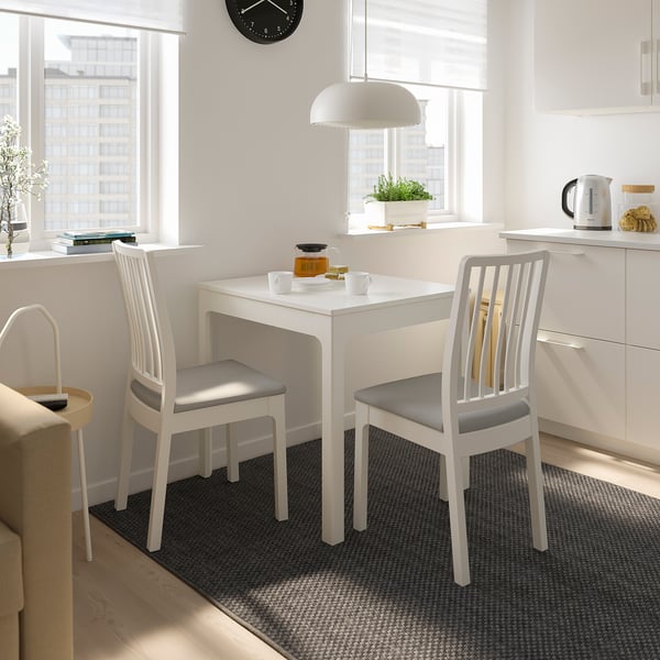EKEDALEN Table extensible, blanc, 80/120x70 cm