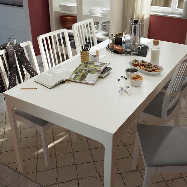 EKEDALEN Table extensible, blanc, 180/240x90 cm