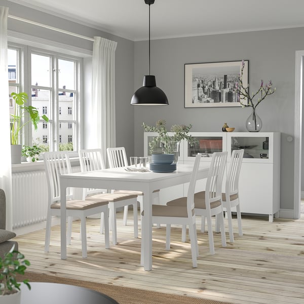 EKEDALEN Table extensible, blanc, 180/240x90 cm