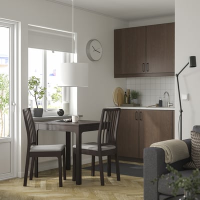 EKEDALEN Table extensible, brun foncé, 80/120x70 cm