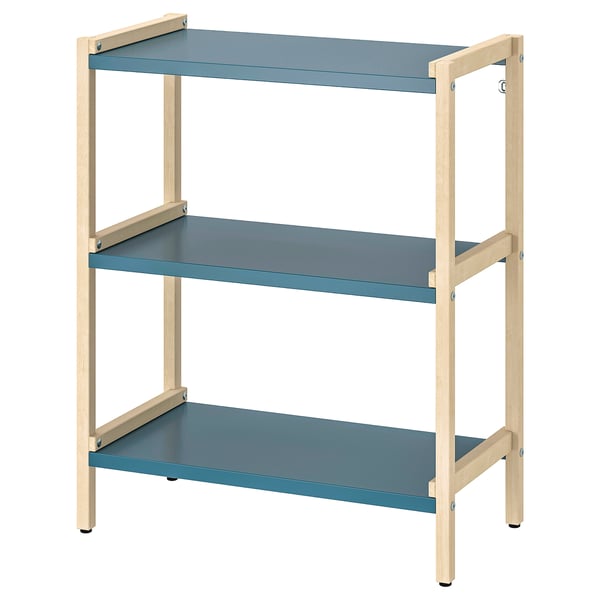 EKENABBEN Étagère, tremble/bleu, 70x34x86 cm