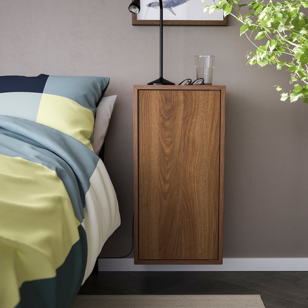 EKET Élément mural av 1 tablette/porte, brun motif noyer, 35x35x70 cm