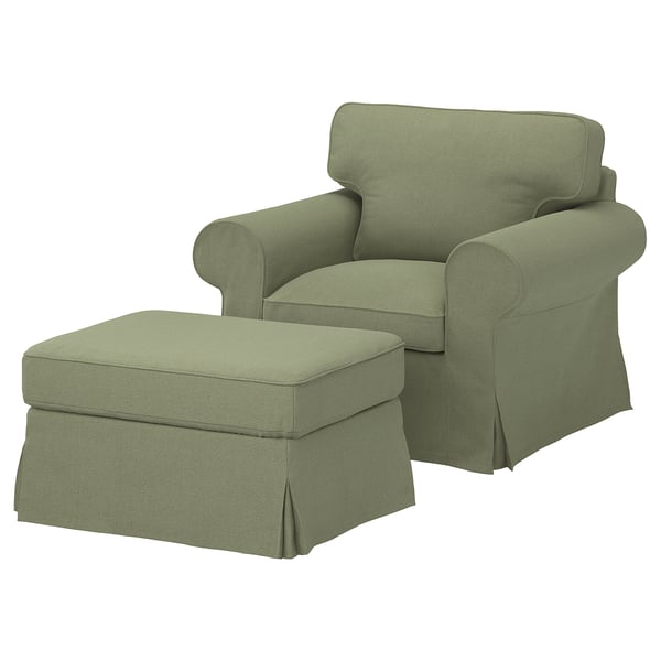EKTORP Fauteuil avec repose-pieds, Naggen gris vert