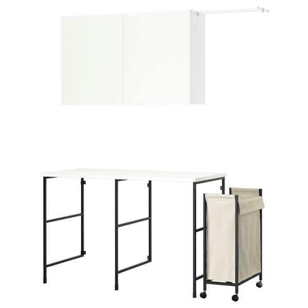 ENHET Combinaison de rangement, anthracite/blanc, 139x63.5 cm