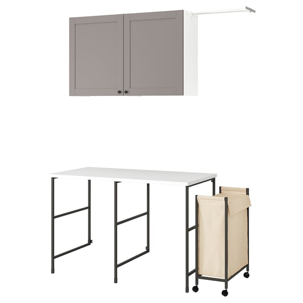 ENHET Combinaison de rangement, anthracite/caisson gris, 139x63.5 cm