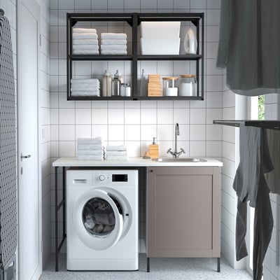ENHET Combinaison de rangement, anthracite/caisson gris, 139x63.5x87.5 cm