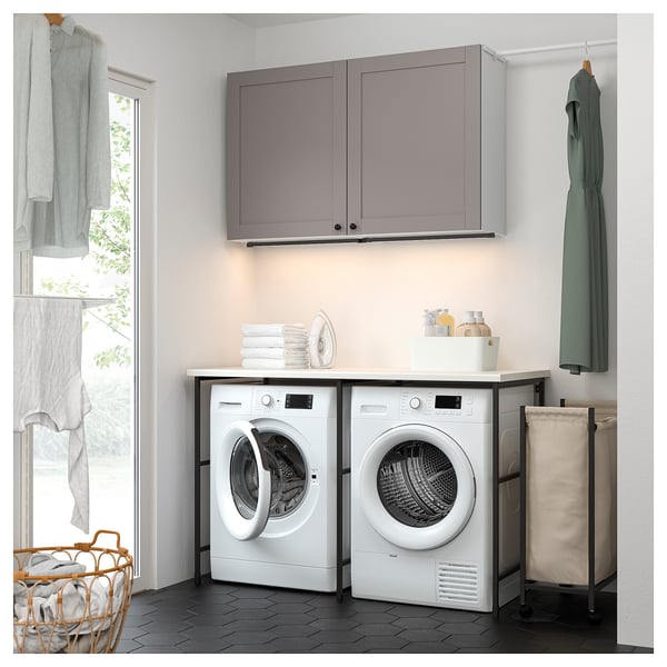 ENHET Combinaison de rangement, anthracite/caisson gris, 139x63.5 cm