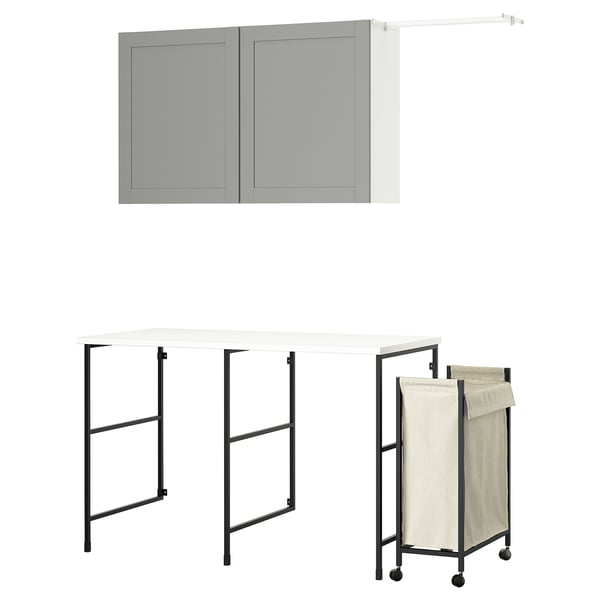 ENHET Combinaison de rangement, anthracite/caisson gris, 139x63.5 cm