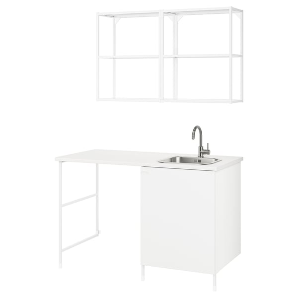 ENHET Combinaison de rangement, blanc, 139x63.5x87.5 cm