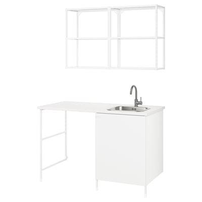 ENHET Combinaison de rangement, blanc, 139x63.5x87.5 cm