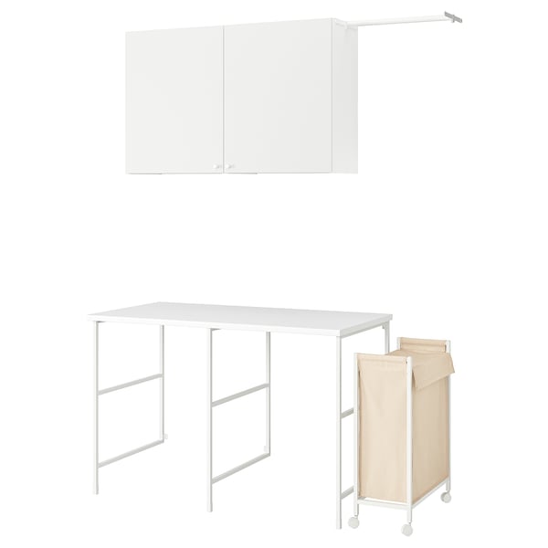 ENHET Combinaison de rangement, blanc, 139x63.5 cm