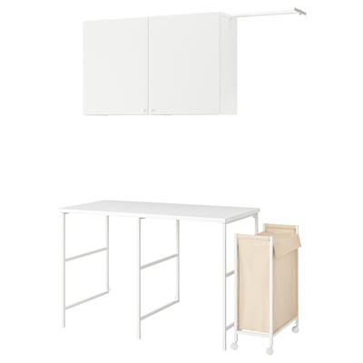 ENHET Combinaison de rangement, blanc, 139x63.5 cm
