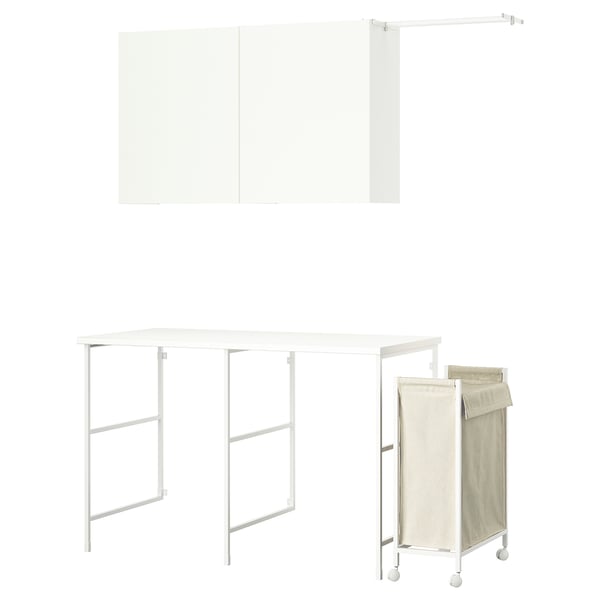 ENHET Combinaison de rangement, blanc, 139x63.5 cm