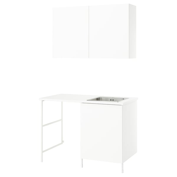 ENHET Combinaison de rangement, blanc, 139x63.5x87.5 cm