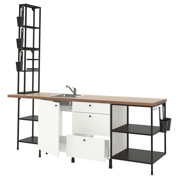 ENHET Cuisine, anthracite/blanc, 243x63.5x241 cm