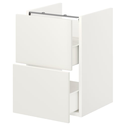 ENHET Élément bas lavabo av 2 tiroirs, blanc, 40x42x60 cm