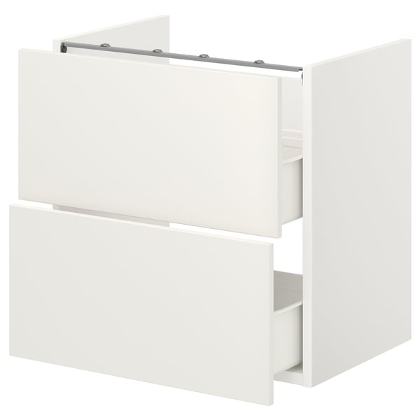 ENHET Élément bas lavabo av 2 tiroirs, blanc, 60x42x60 cm