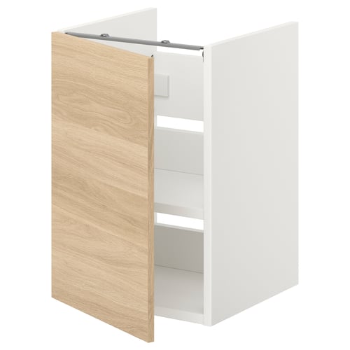 ENHET Élément bas lavabo tablette/porte, blanc/motif chêne, 40x42x60 cm
