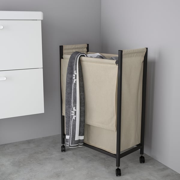ENHET Sac à linge sur roulettes, anthracite, 80 l