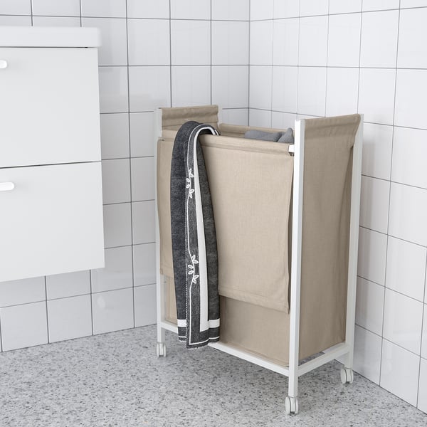 ENHET Sac à linge sur roulettes, blanc, 80 l