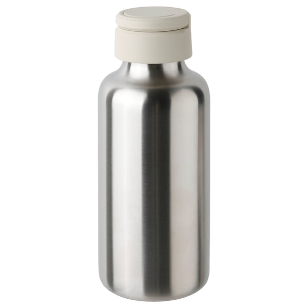 ENKELSPÅRIG Bouteille à eau, acier inoxydable/beige, 0.5 l