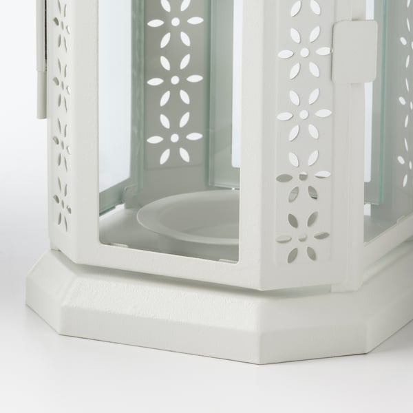 ENRUM Lanterne bougies ch-plat, int/ext, blanc, 22 cm