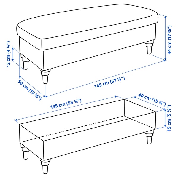 ESSEBODA Banc avec rangement, Knäbäck anthracite/brun