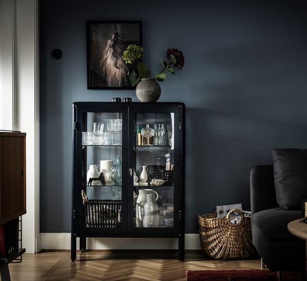 FABRIKÖR Vitrine, bleu noir, 81x113 cm