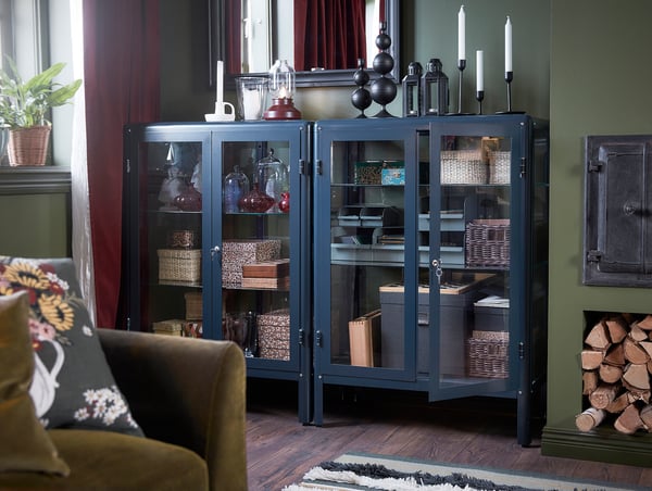 FABRIKÖR Vitrine, bleu noir, 81x113 cm
