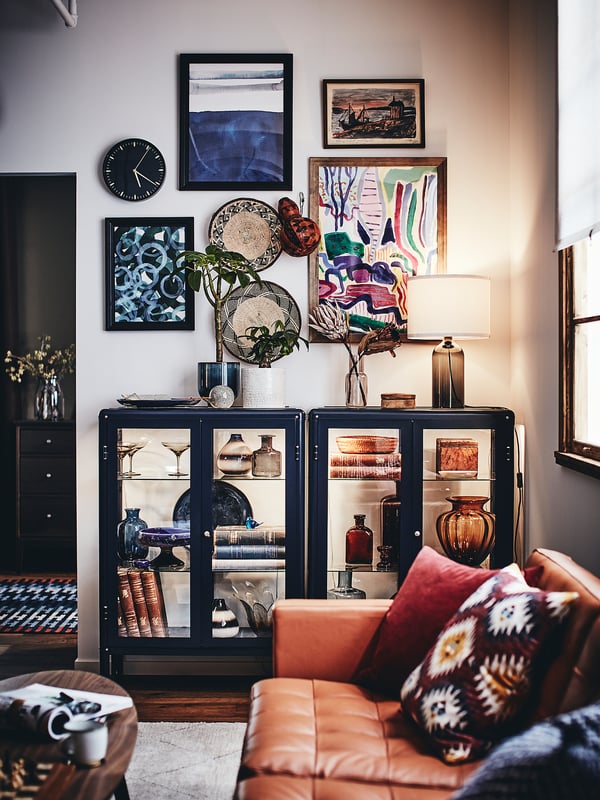 FABRIKÖR Vitrine, bleu noir, 81x113 cm