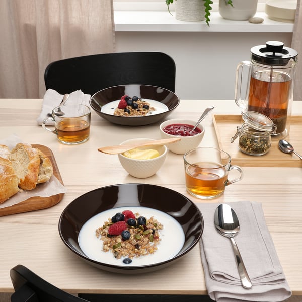 FÄRGKLAR Assiette creuse, brillant brun, 23 cm