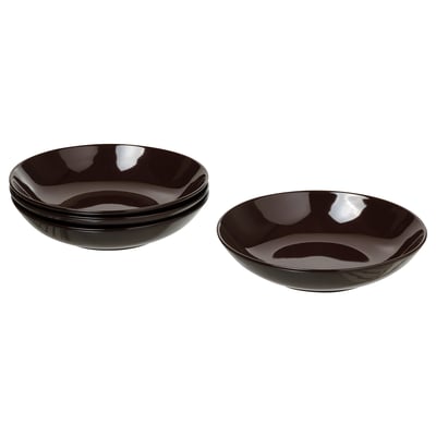FÄRGKLAR Assiette creuse, brillant brun, 23 cm