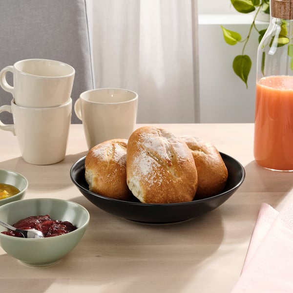 FÄRGKLAR Assiette creuse, mat gris foncé, 23 cm