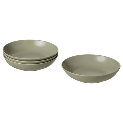 FÄRGKLAR Assiette creuse, mat vert, 23 cm