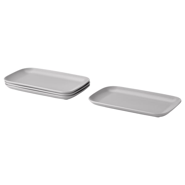 FÄRGKLAR Assiette, mat gris clair, 30x18 cm