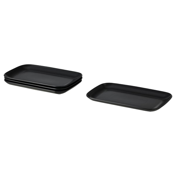 FÄRGKLAR Assiette, mat gris foncé, 30x18 cm