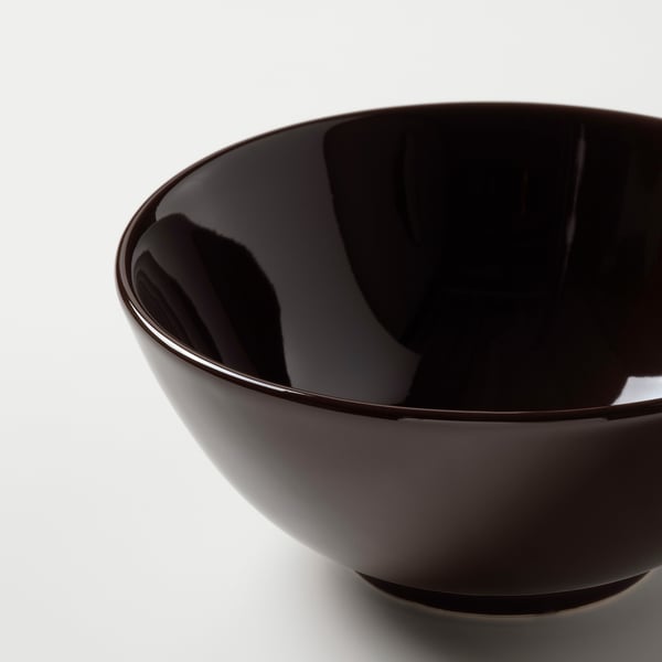 FÄRGKLAR Bol, brillant brun, 12 cm