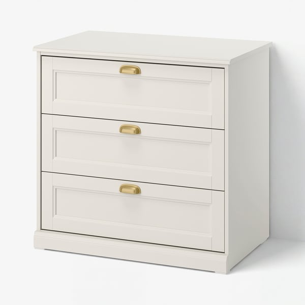 FÅGELFJÄLLET Commode 3 tiroirs, blanc cassé, 82x51x78 cm