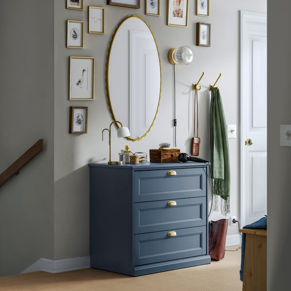 FÅGELFJÄLLET Commode 3 tiroirs, bleu gris foncé, 82x51x78 cm
