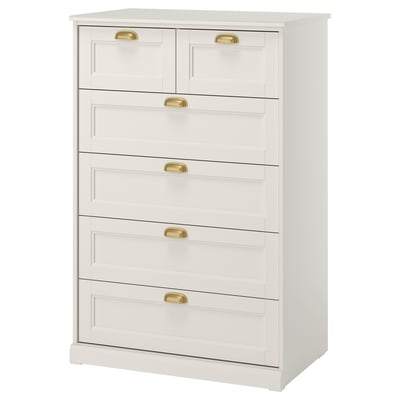 FÅGELFJÄLLET Commode 6 tiroirs, blanc cassé, 82x51x123 cm