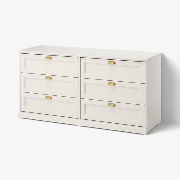 FÅGELFJÄLLET Commode 6 tiroirs, blanc cassé, 160x51x78 cm