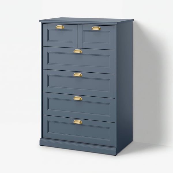 FÅGELFJÄLLET Commode 6 tiroirs, bleu gris foncé, 82x51x123 cm